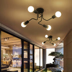 Arisha Modern Industrial Minimalist Black Metal Ceiling Light