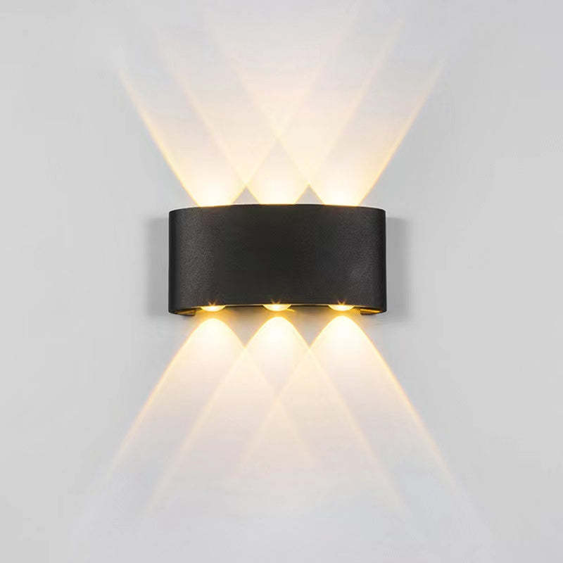 Tronix Modern Rectangular Metal Outdoor Wall Lamp, Black/White, Water-wave