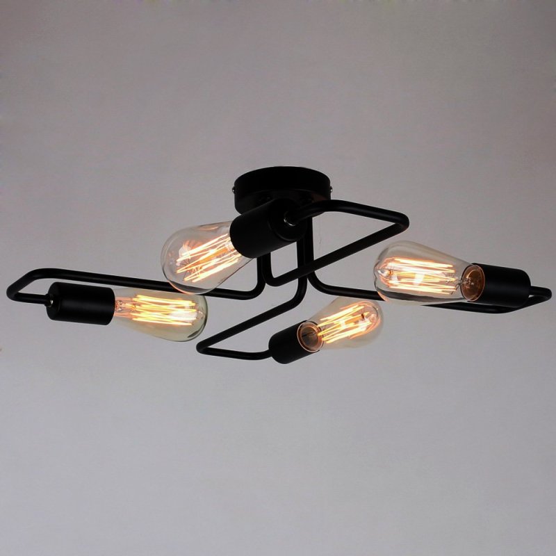 Arisha Modern Industrial Minimalist Black Metal Ceiling Light