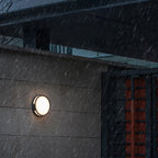 Ray Modern Round Metal Outdoor Waterproof Wall Lamp - Black