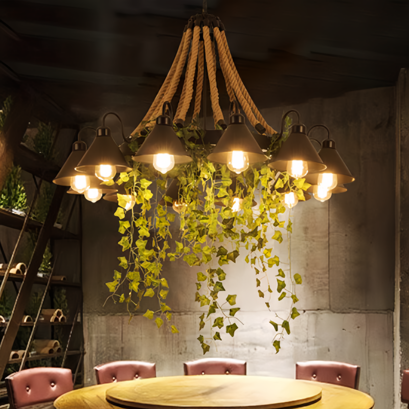 Arisha Retro Black Metal LED Chandelier for Restaurants, Bars & Living Rooms