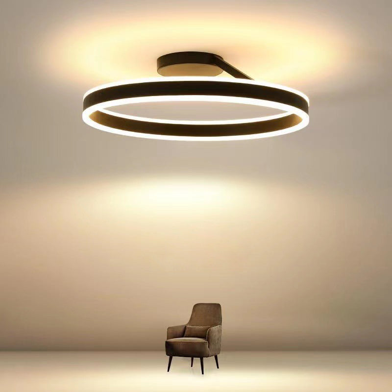 Solen Modern Black & White Circular Flush-Mount Ceiling Light