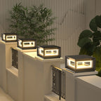 Ray Contemporary Black Metal LED Cube Outdoor Lamps