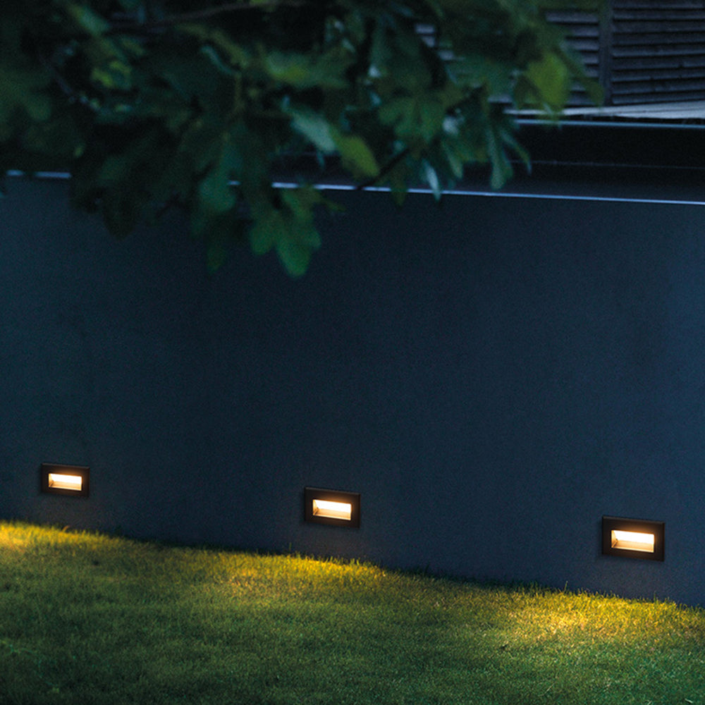 Ray Modern Rectangular Metal Outdoor Step/Deck Light - Black
