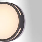 Ray Modern Round Metal Outdoor Waterproof Wall Lamp - Black