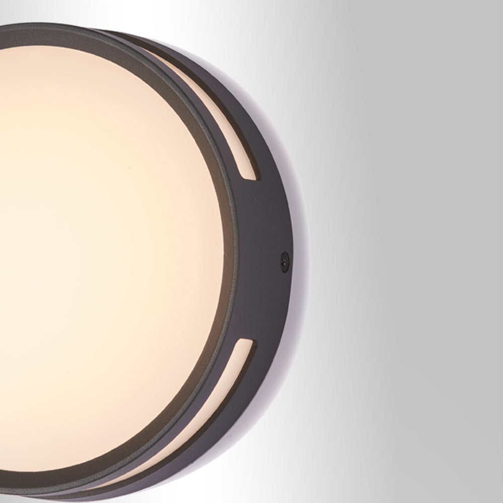 Ray Modern Round Metal Outdoor Waterproof Wall Lamp - Black