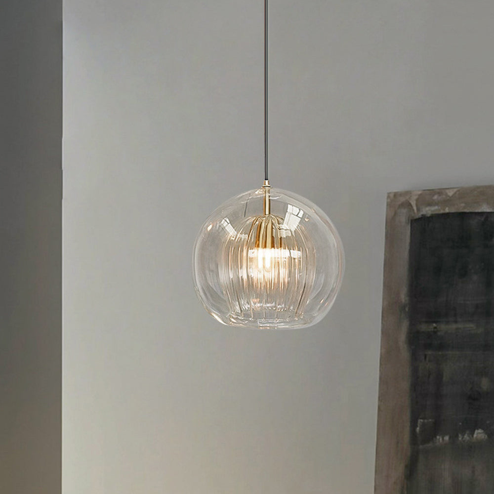 Juni Glas Globe Pendelleuchte Klar & Bernstein
