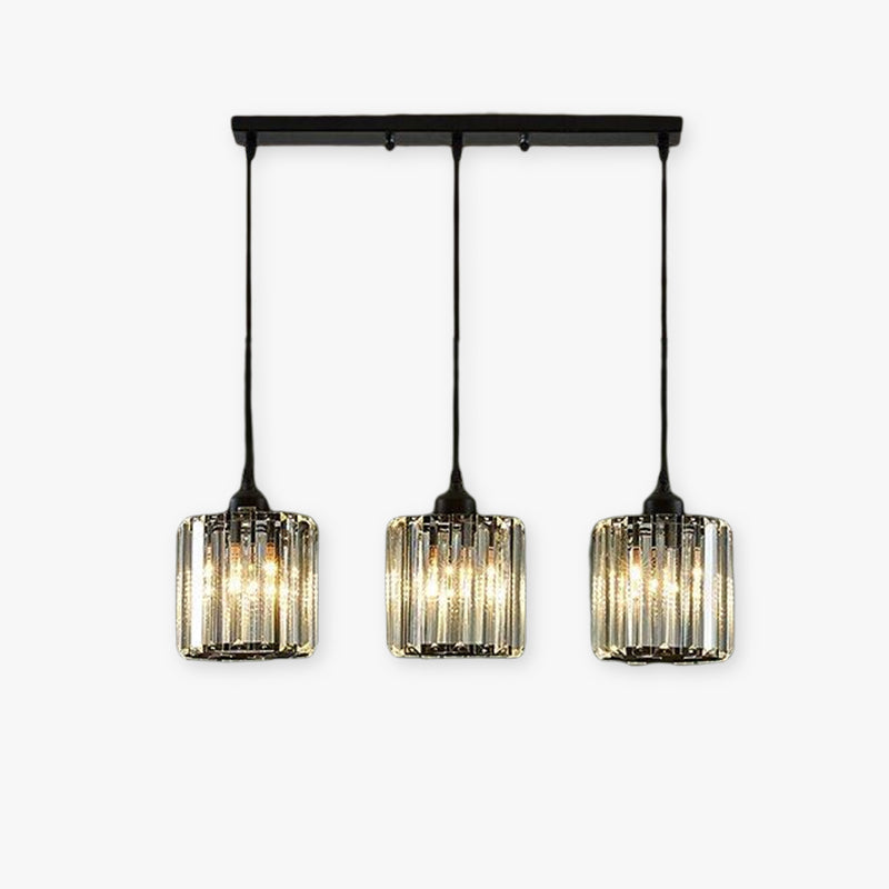 Vina Modern Clustered Cylinder Glass Pendant Light in Black and Gold