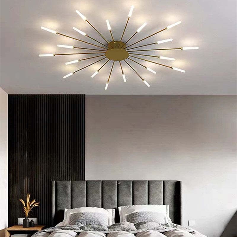 Wesley Fireworks Flush-Mount Ceiling Light in Black/Gold