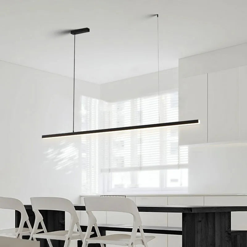 Arisha Minimalist Linear Metal Pendant Light, White or Black