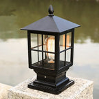 Etilo Modern Metal and Glass LED Outdoor Post Lantern