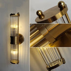 Kristy Cylindrical Gold Glass & Metal Vanity Wall Sconce