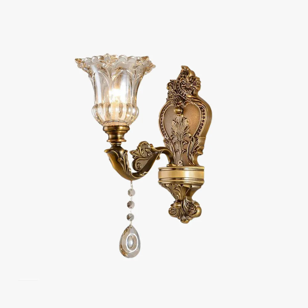 Ramiq Vintage Flor Metal/Glass Wall lamp, Gold