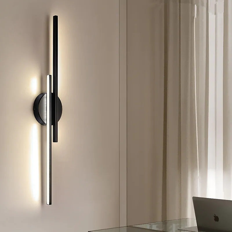 Elgo Modern Nordic LED Metal Wall Sconce, Disc or Linear Design, Black or White Finish