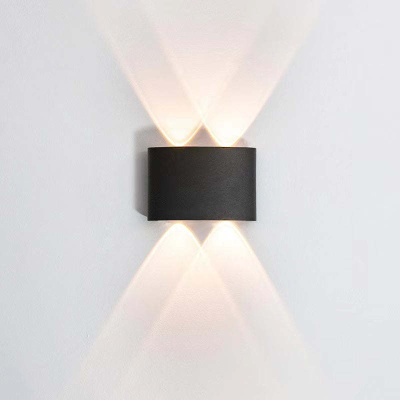 Tronix Modern Rectangular Metal Outdoor Wall Lamp, Black/White, Water-wave