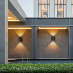 Tavon Minimalist Square Outdoor Wall Lamp in Black Metal