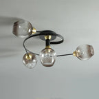 Valentina Black/Gold Glass Flush-Mount Ceiling Light for Dining Room