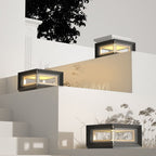 Ray Contemporary Black Metal LED Cube Outdoor Lamps