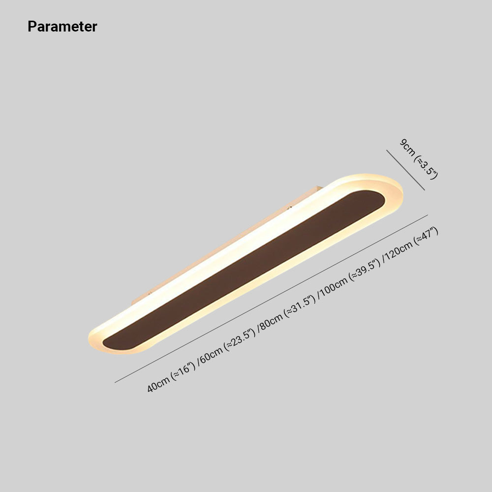 Arisha Minimalist Oval Linear Flush-Mount Ceiling Light in White or Coffee