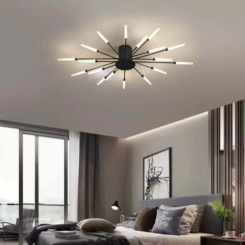 Wesley Fireworks Flush-Mount Ceiling Light in Black/Gold