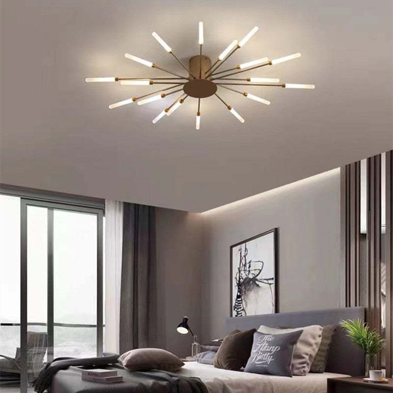 Wesley Fireworks Flush-Mount Ceiling Light in Black/Gold