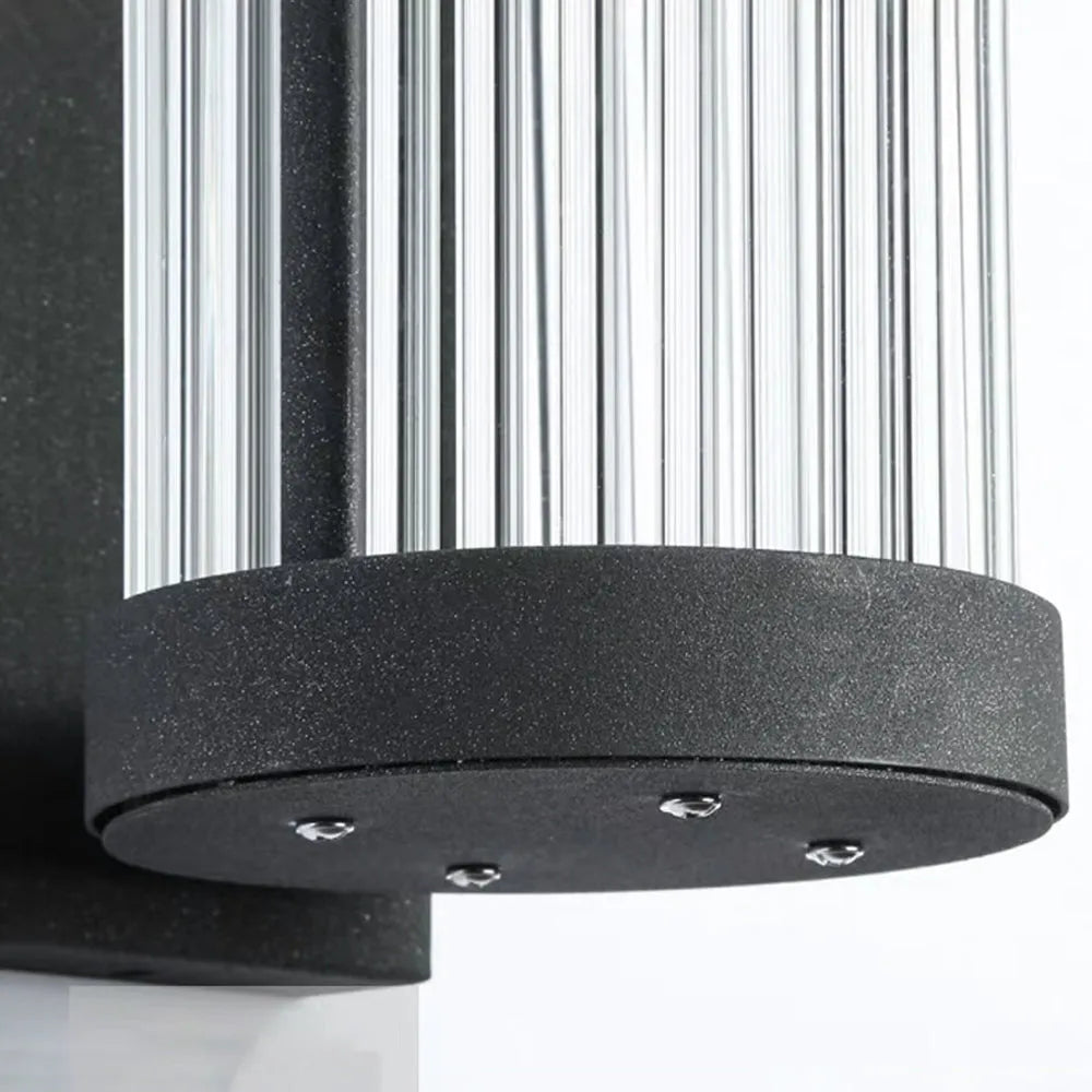 Yoru Modern Black Semi-Cylindrical Outdoor Wall Lamp, Metal & Glass