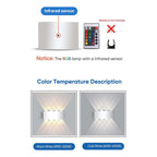 Tronix Modern Rectangular Metal Outdoor Wall Lamp, Black/White, Water-wave