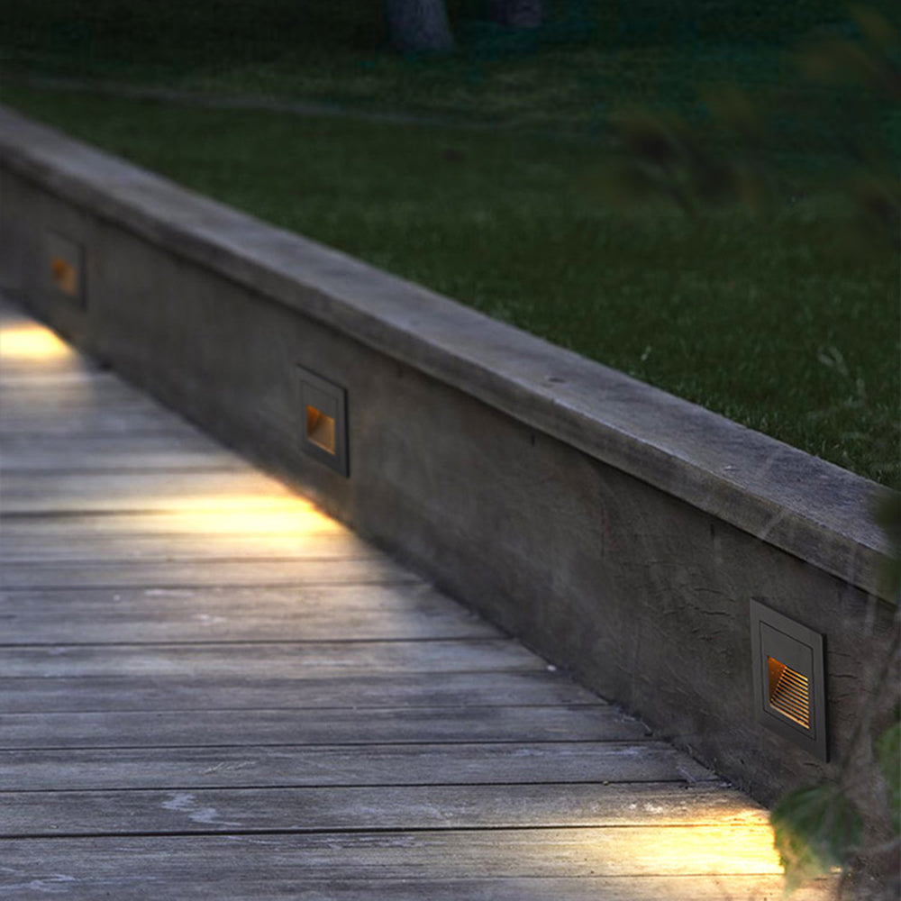 Ray Modern Square Metal Outdoor Deck & Step Light - Black