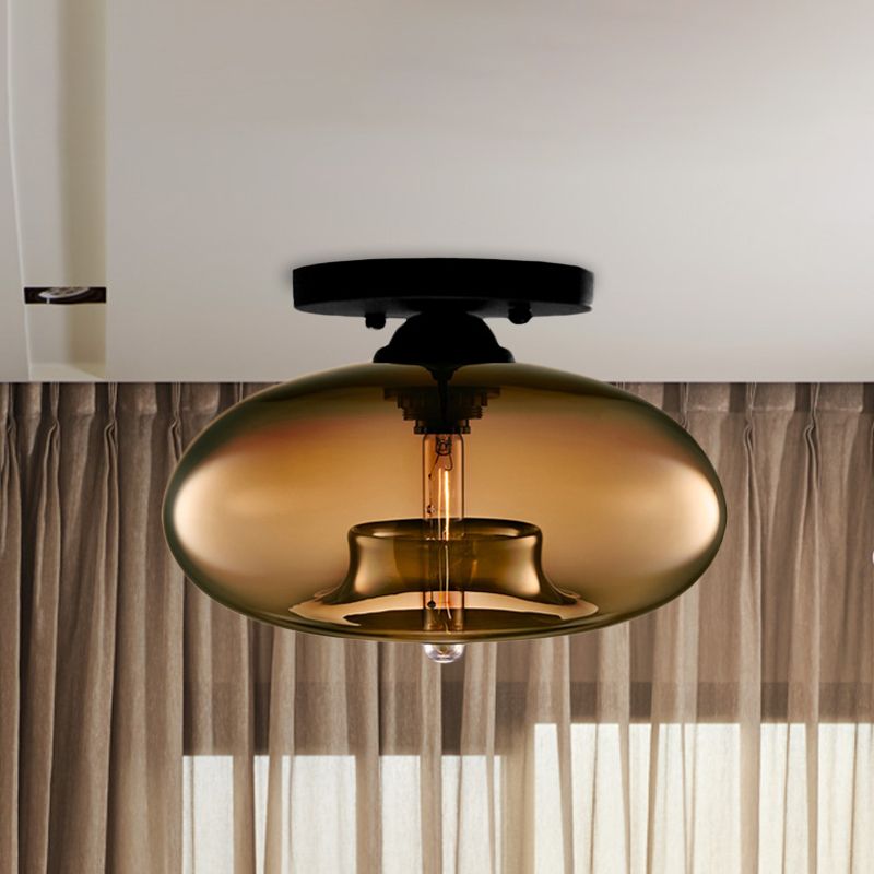 Valentina Art Deco Industrial Globe Flush-Mount Ceiling Light for Living Room