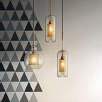 Hessa Contemporary Gold Glass Pendant Light with Globe or Cylinder Shade