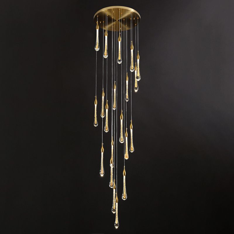 Valentina Gold Modern Teardrop Crystal Chandelier