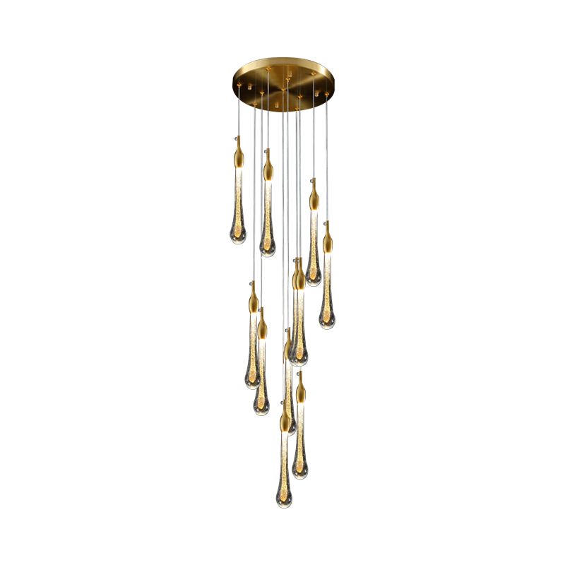 Valentina Gold Modern Teardrop Crystal Chandelier