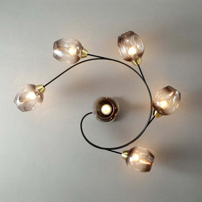 Valentina Black/Gold Glass Flush-Mount Ceiling Light for Dining Room