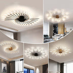 Wesley Fireworks Flush-Mount Ceiling Light in Black/Gold