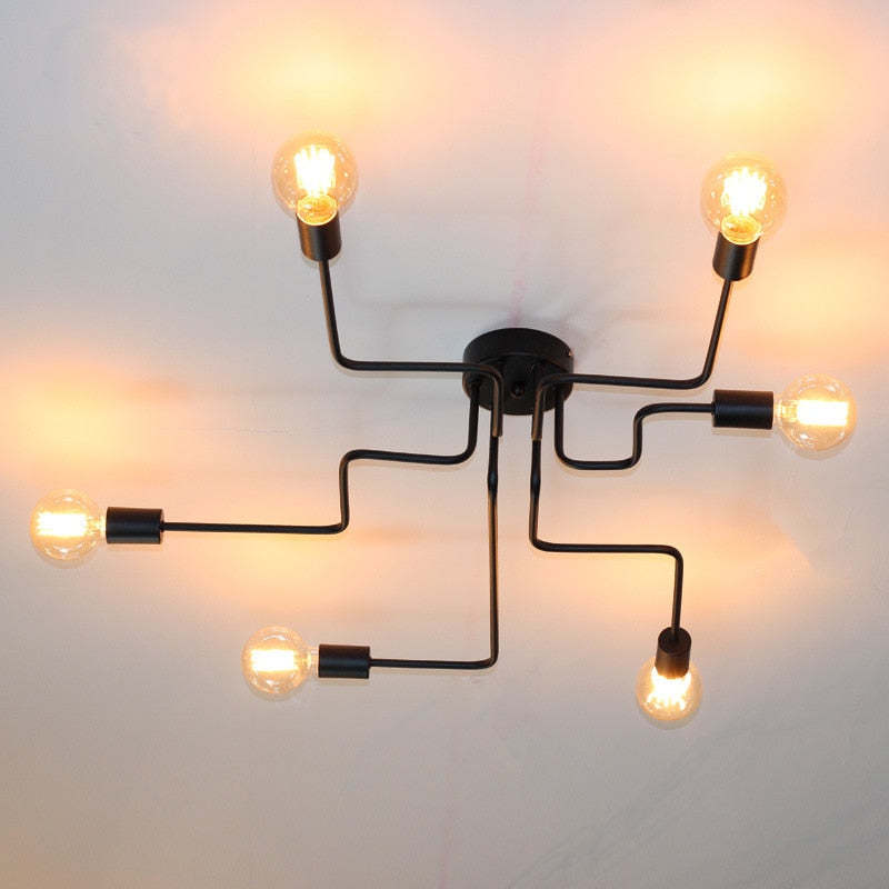 Arisha Modern Industrial Minimalist Black Metal Ceiling Light