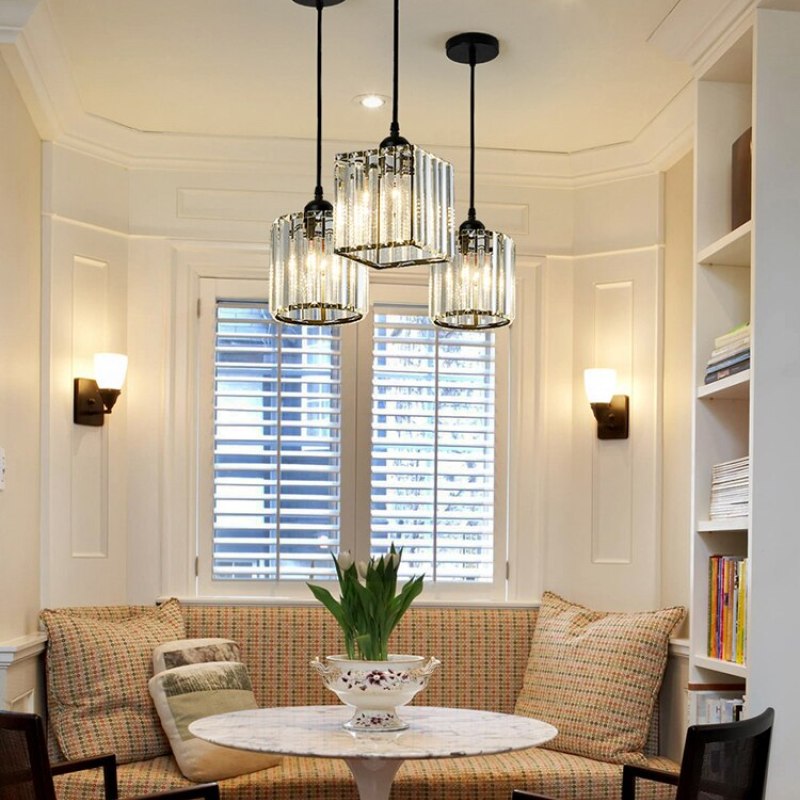 Vina Modern Clustered Cylinder Glass Pendant Light in Black and Gold