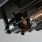 Austin Vintage Tubed Metal Flush Mount Ceiling Light, Black, Living Room