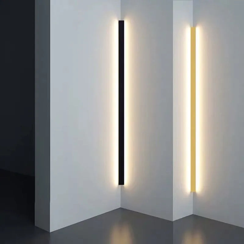 Gravo Minimalist Linear Metal Wall Lamp – Gold, Black, White