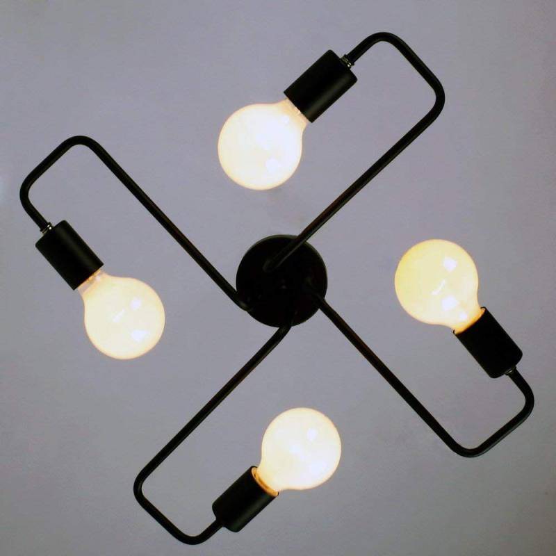 Arisha Modern Industrial Minimalist Black Metal Ceiling Light