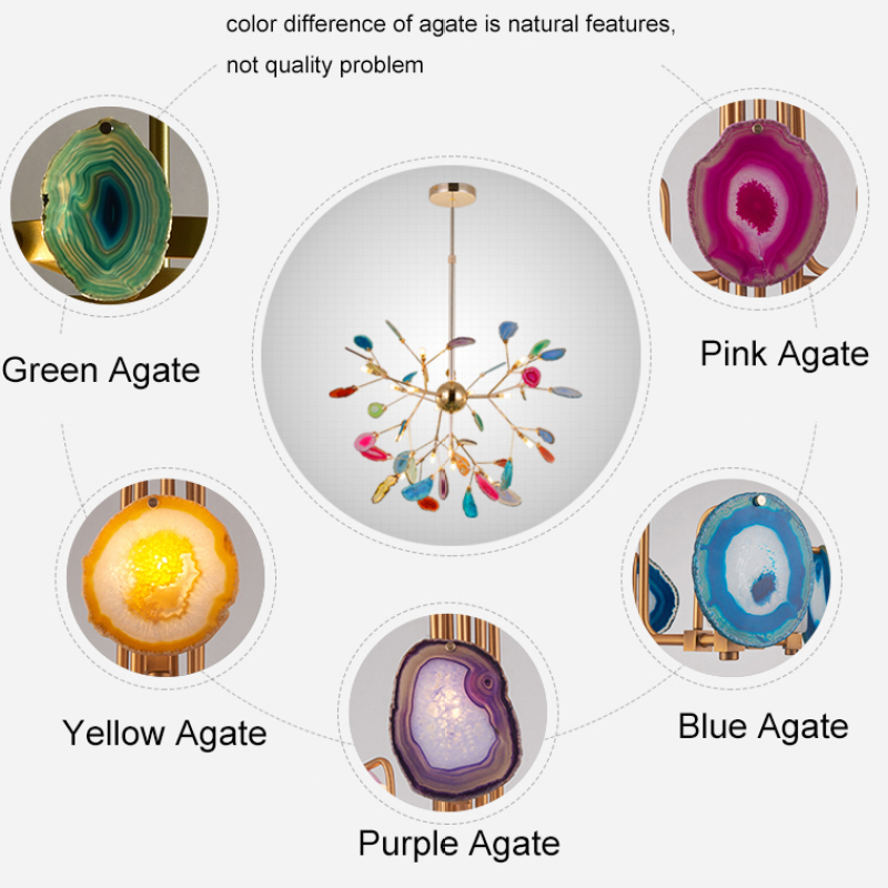 Aria Agate Colourful Chandelier for Bedroom or Living Room