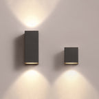 Tavon Minimalist Square Outdoor Wall Lamp in Black Metal