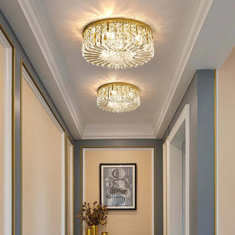 Kristy Luxury Crystal & Metal Flush-Mount Ceiling Light