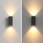 Tavon Minimalist Square Outdoor Wall Lamp in Black Metal