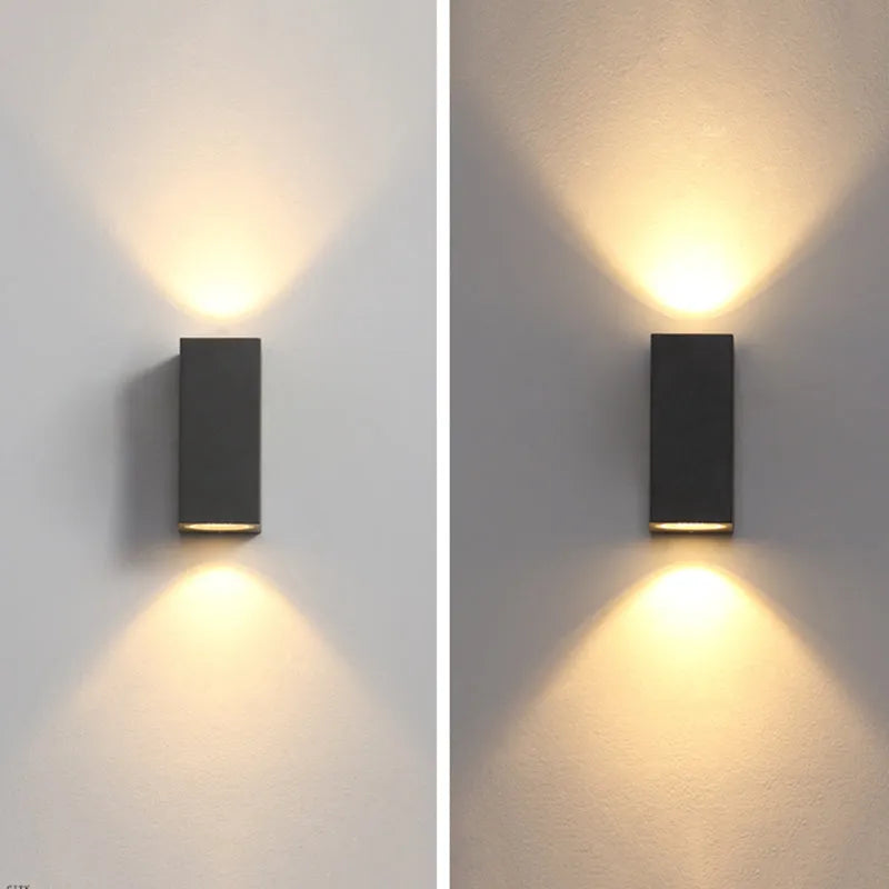 Tavon Minimalist Square Outdoor Wall Lamp in Black Metal