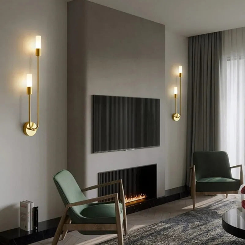 Rime Modern Gold Bedside Wall Sconces, Set of 2
