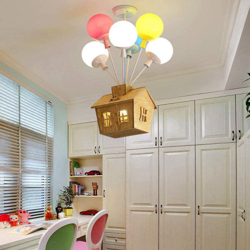 Aria Designer Wooden Flush Mount Ceiling Light for Children's Room