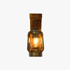 Lyros Rustic Wooden Lantern Wall Sconce
