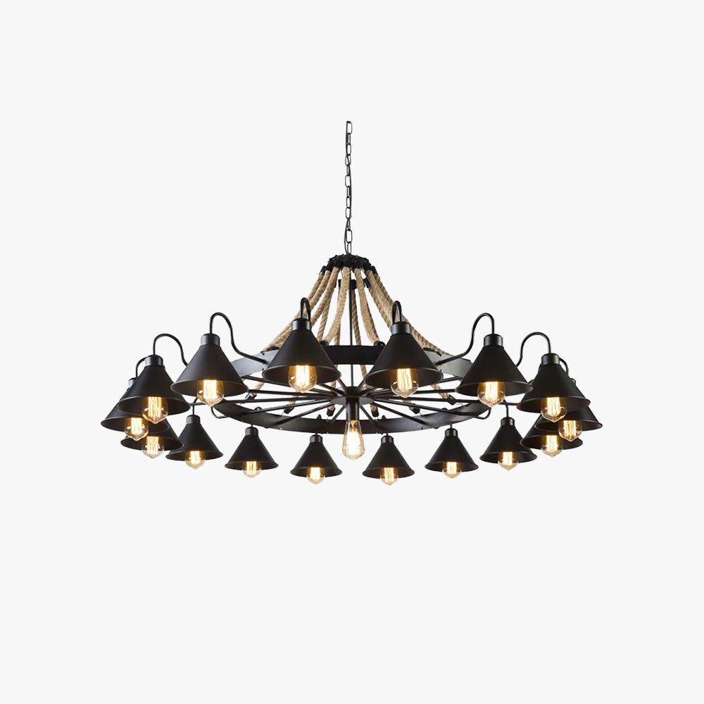 Epoch Vintage Industrial Rope Chandelier for Living Room Lighting