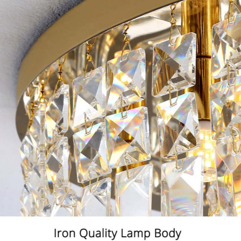 Kristy Luxury Crystal & Metal Flush-Mount Ceiling Light