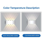 Tronix Modern Rectangular Metal Outdoor Wall Lamp, Black/White, Water-wave